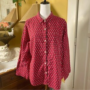 VICTORIA’S SECRET Penguin Print Pajama Sleep Shirt Button Front Red Size XL